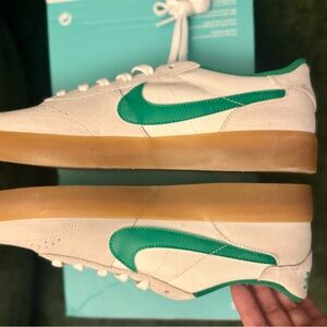 Nike White and Green Athletic Shoes